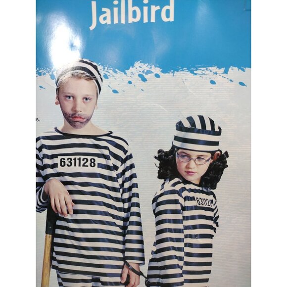 Jailbird Halloween Costume Unisex Size Large Childs shirt top hat - Picture 1 of 2